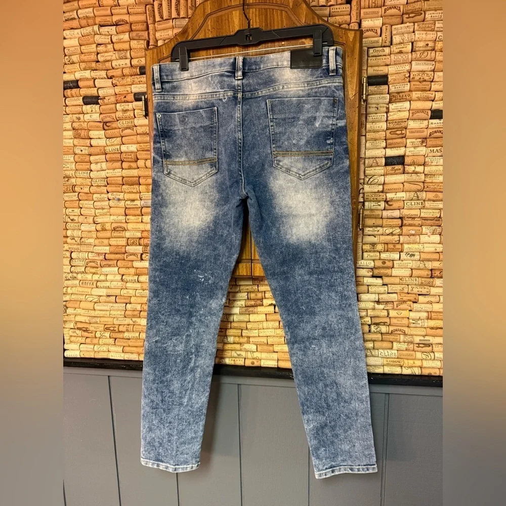 Y2K South Pole acid washed distressed skinny denim size 34x32
